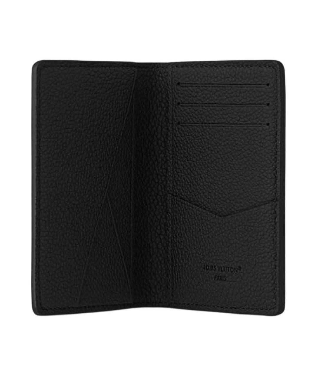 LOUIS VUITTON Черный кожаный кошелек, фото 3