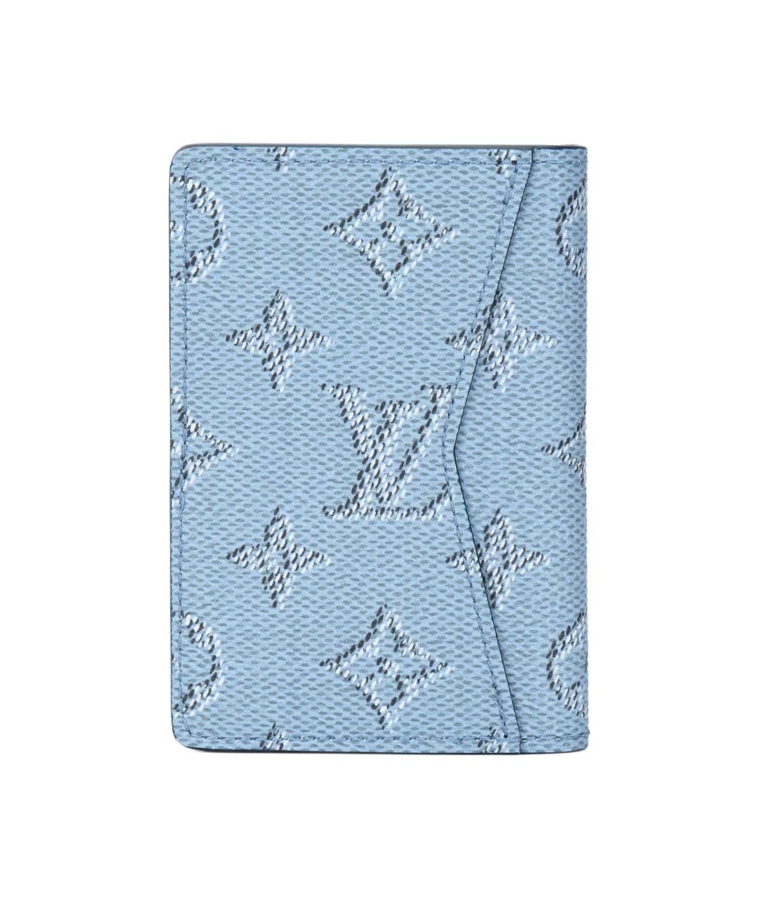 LOUIS VUITTON Голубой кожаный кошелек, фото 3