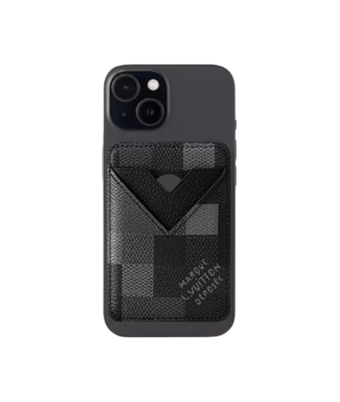 LOUIS VUITTON Серый кожаный кардхолдер, фото 4