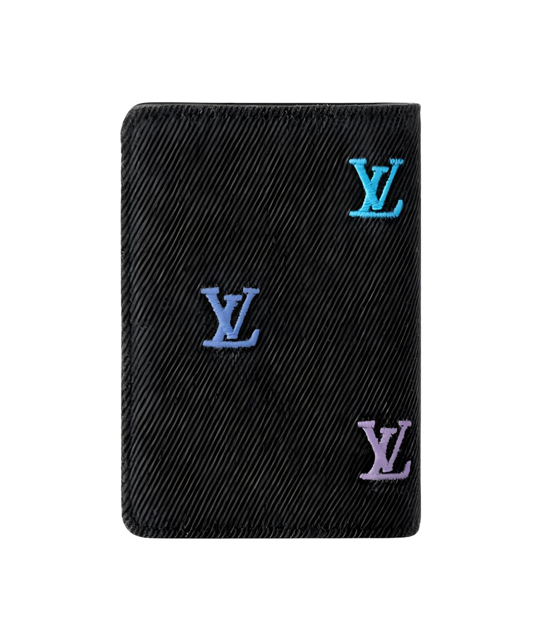 LOUIS VUITTON Черный кожаный кошелек, фото 3