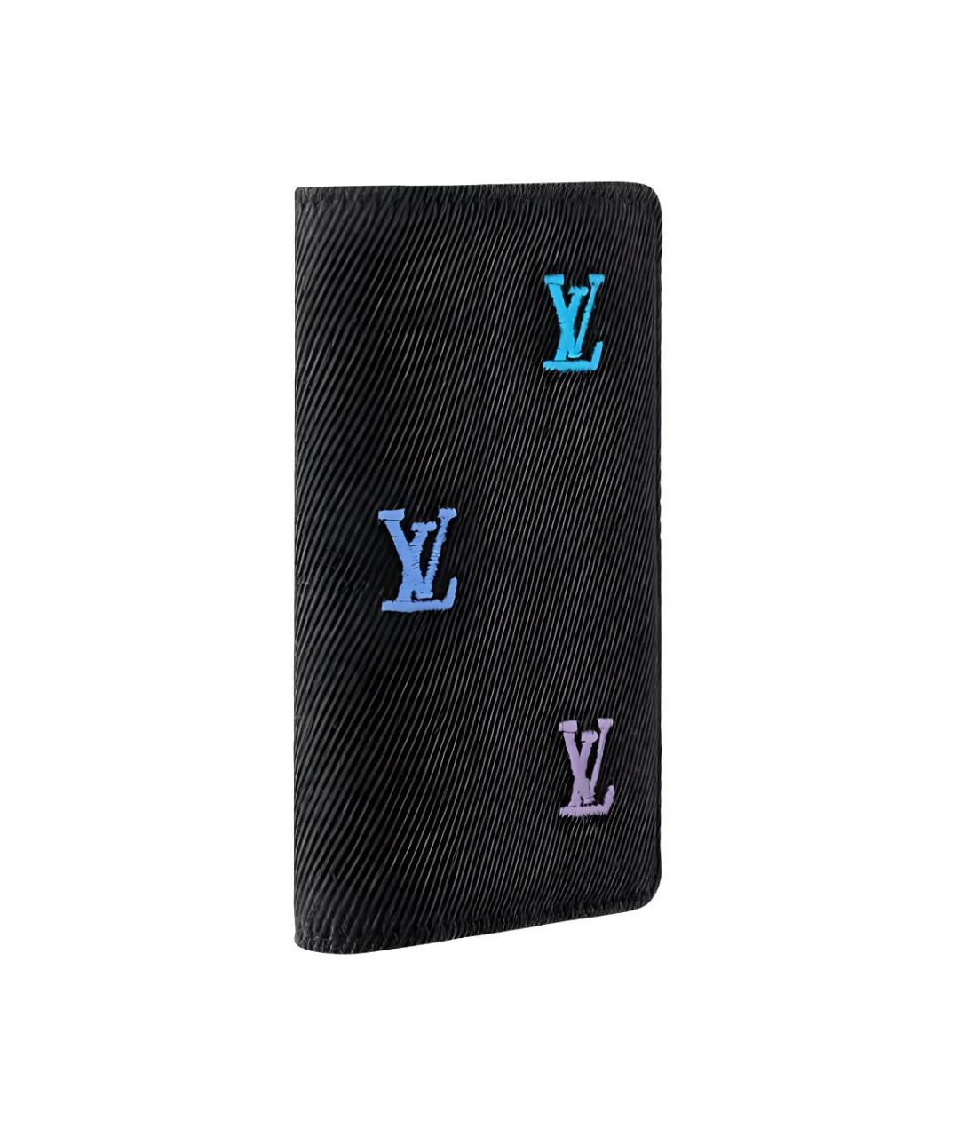 LOUIS VUITTON Черный кожаный кошелек, фото 2