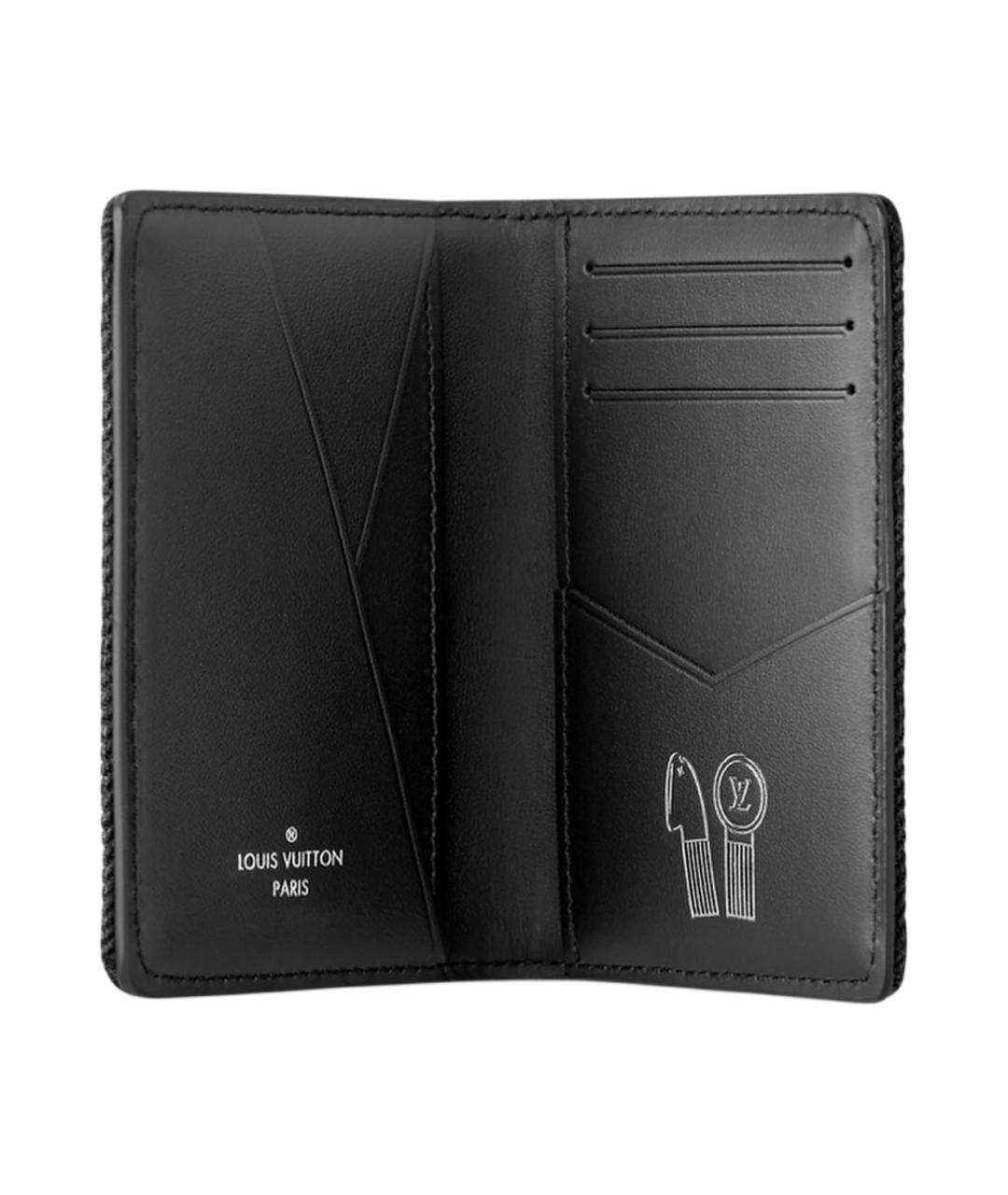 LOUIS VUITTON Черный кожаный кошелек, фото 4