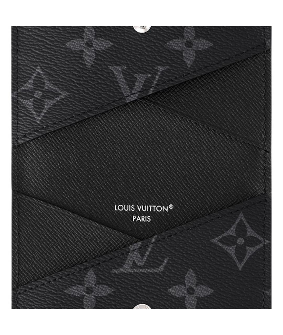LOUIS VUITTON Черный кожаный кардхолдер, фото 5