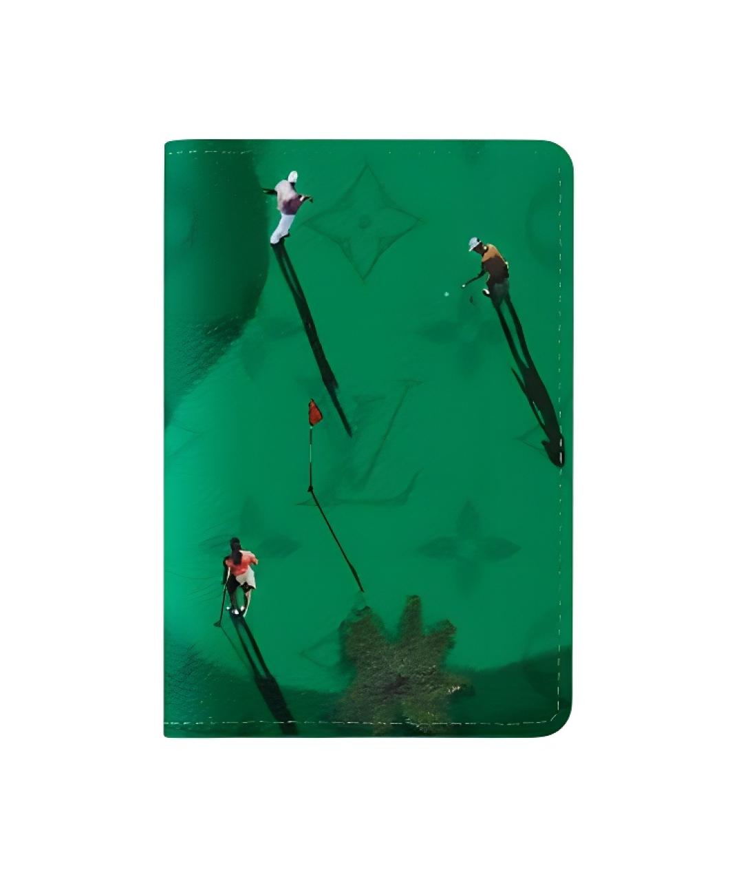 LOUIS VUITTON Зеленый кожаный кошелек, фото 1