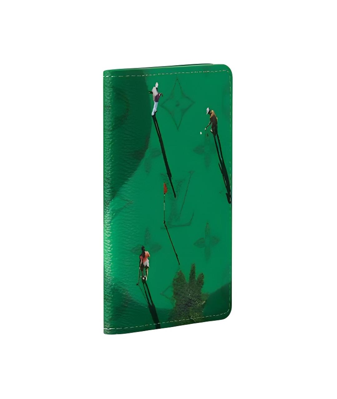 LOUIS VUITTON Зеленый кожаный кошелек, фото 2