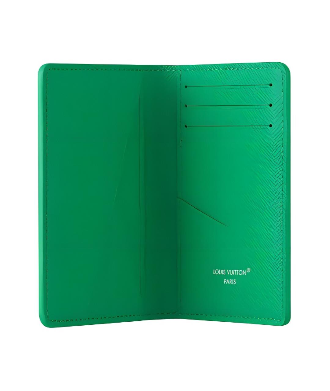 LOUIS VUITTON Зеленый кожаный кошелек, фото 4