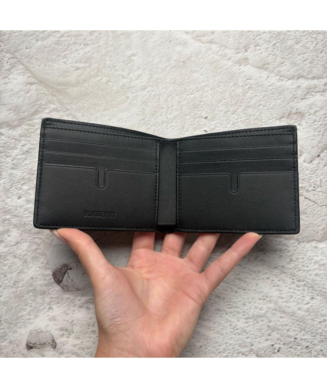 BURBERRY Черный кожаный кошелек, фото 4