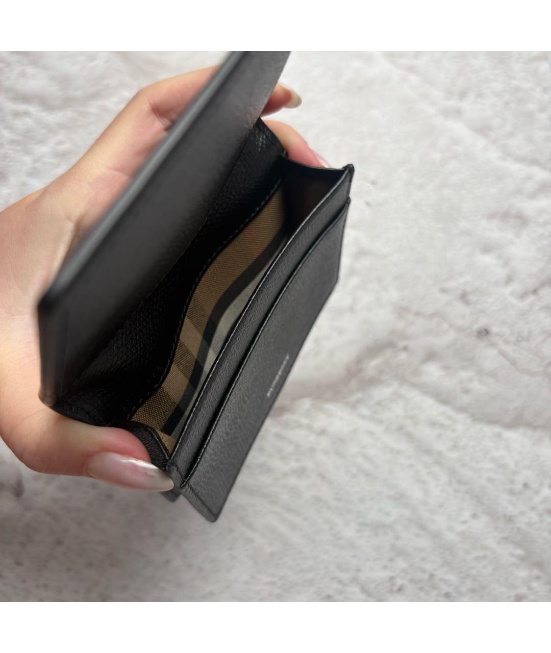 BURBERRY Черный кожаный кардхолдер, фото 5