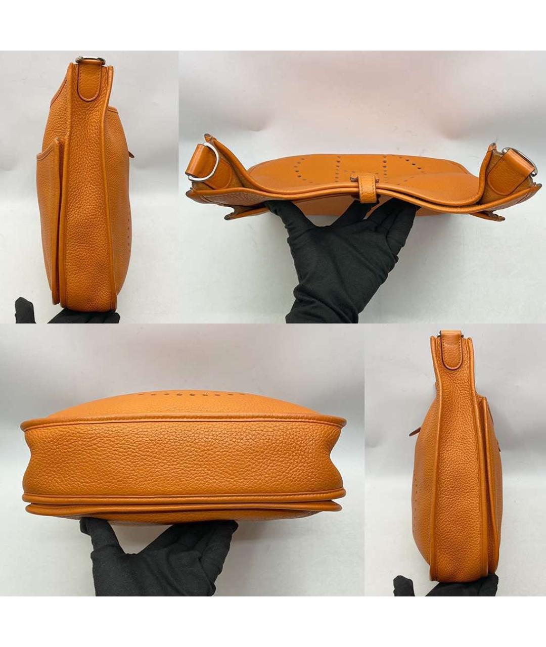 HERMES Оранжевая кожаная сумка через плечо, фото 2