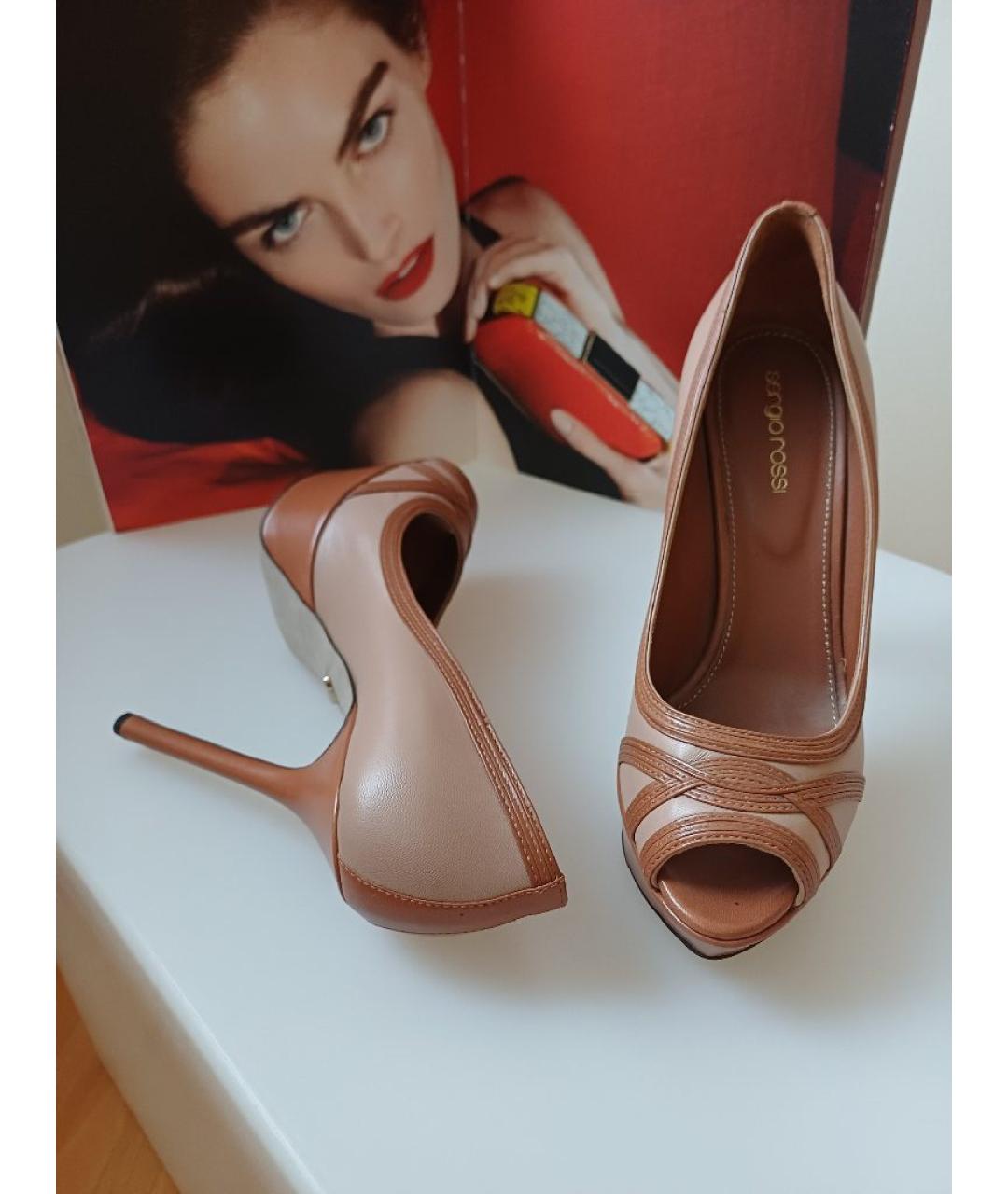 SERGIO ROSSI Коричневые кожаные туфли, фото 6