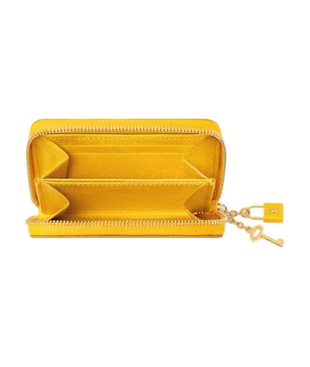 LOUIS VUITTON Желтый кожаный кошелек, фото 4