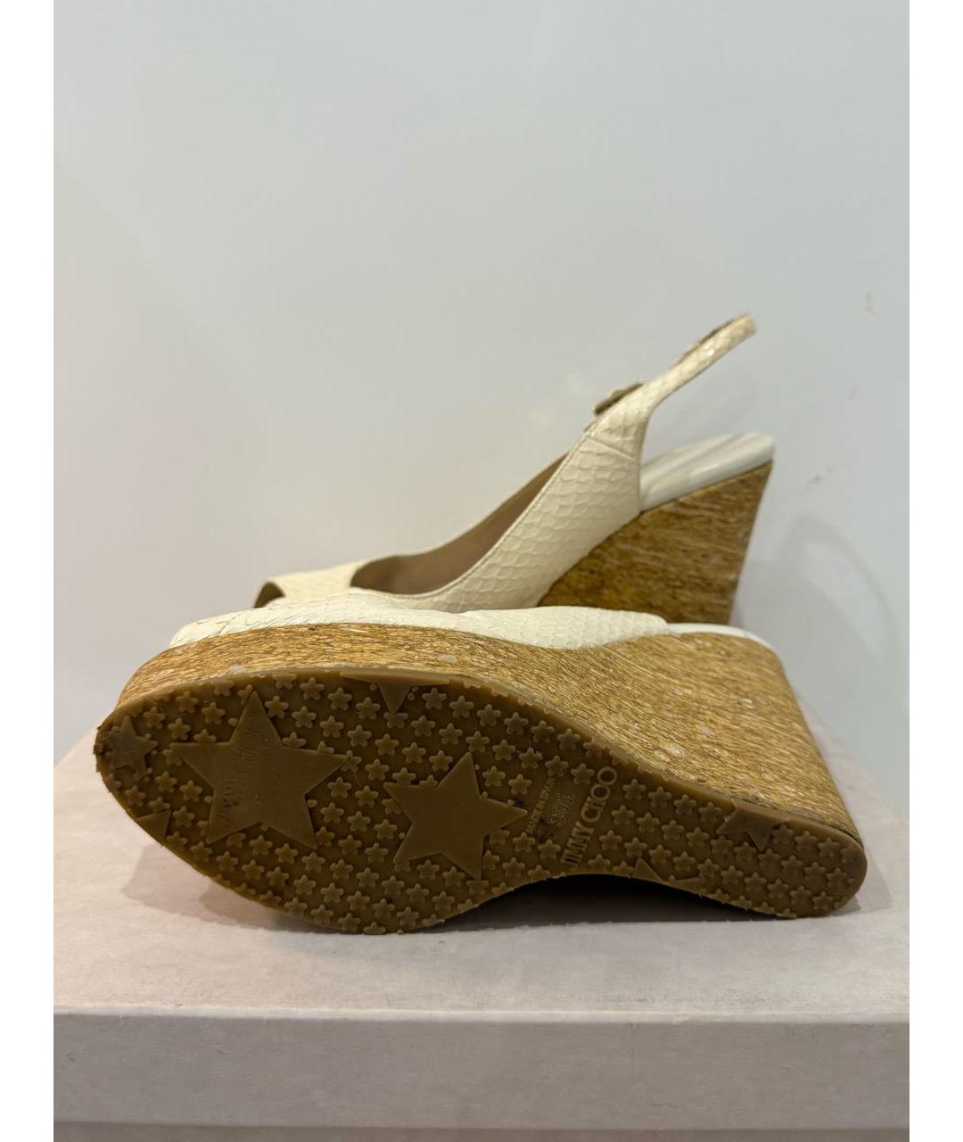 JIMMY CHOO Белые кожаные сандалии, фото 4