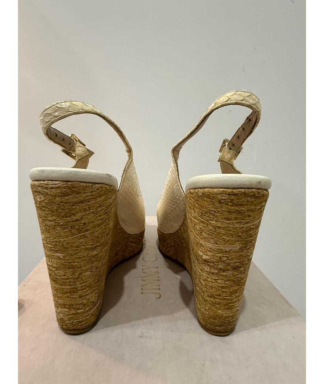 JIMMY CHOO Белые кожаные сандалии, фото 3