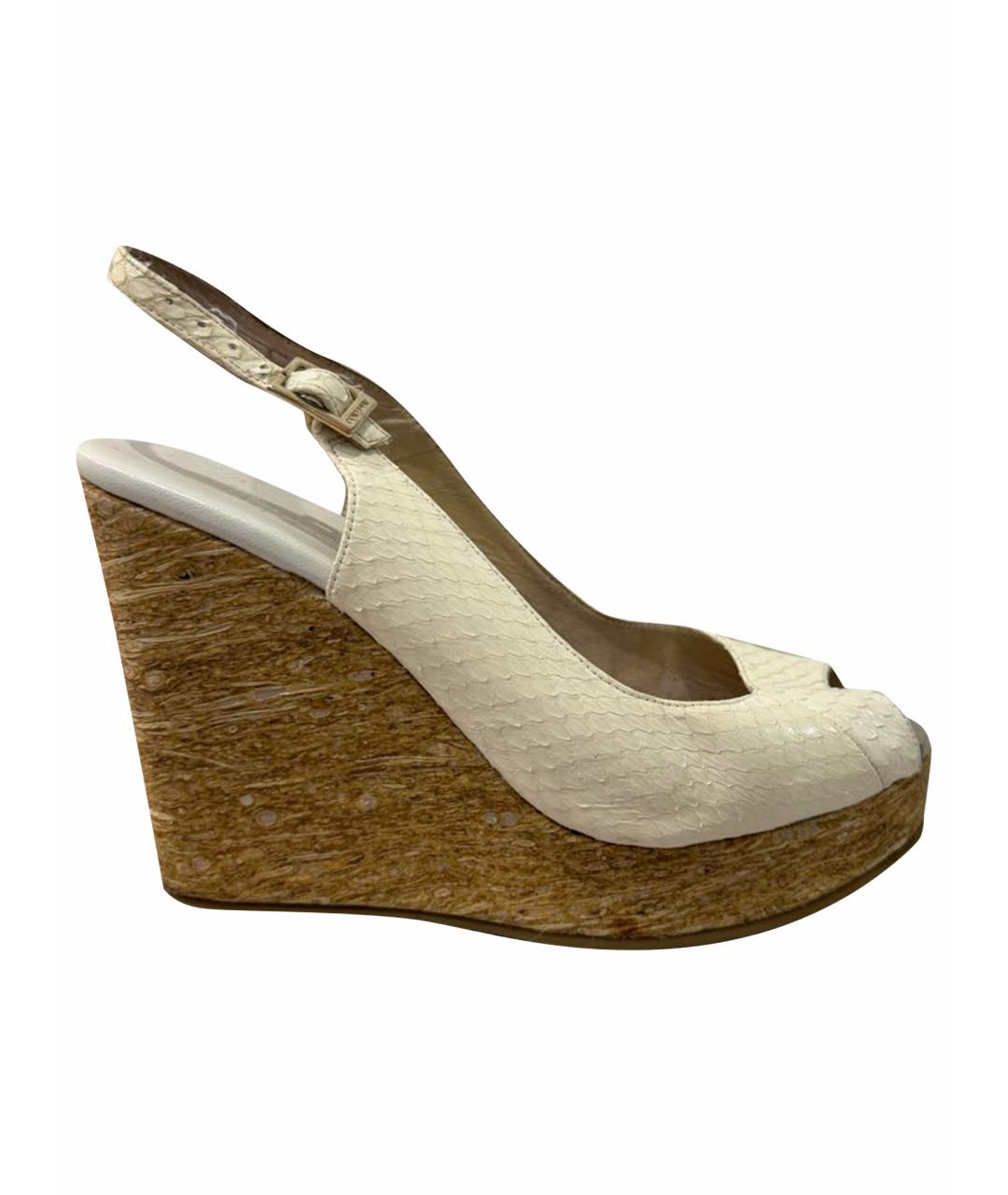 JIMMY CHOO Белые кожаные сандалии, фото 1