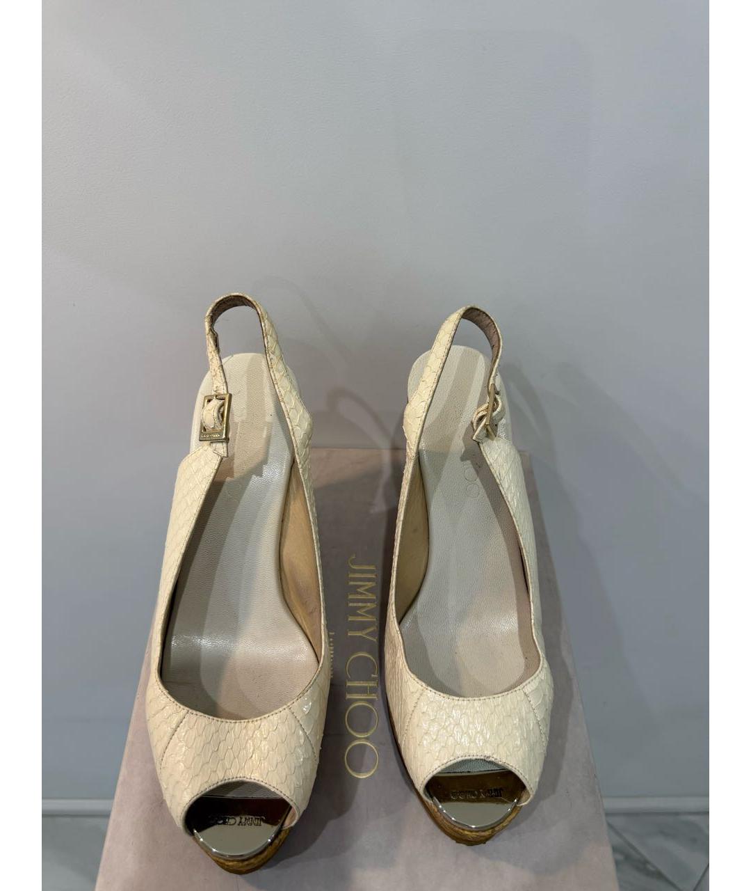 JIMMY CHOO Белые кожаные сандалии, фото 2