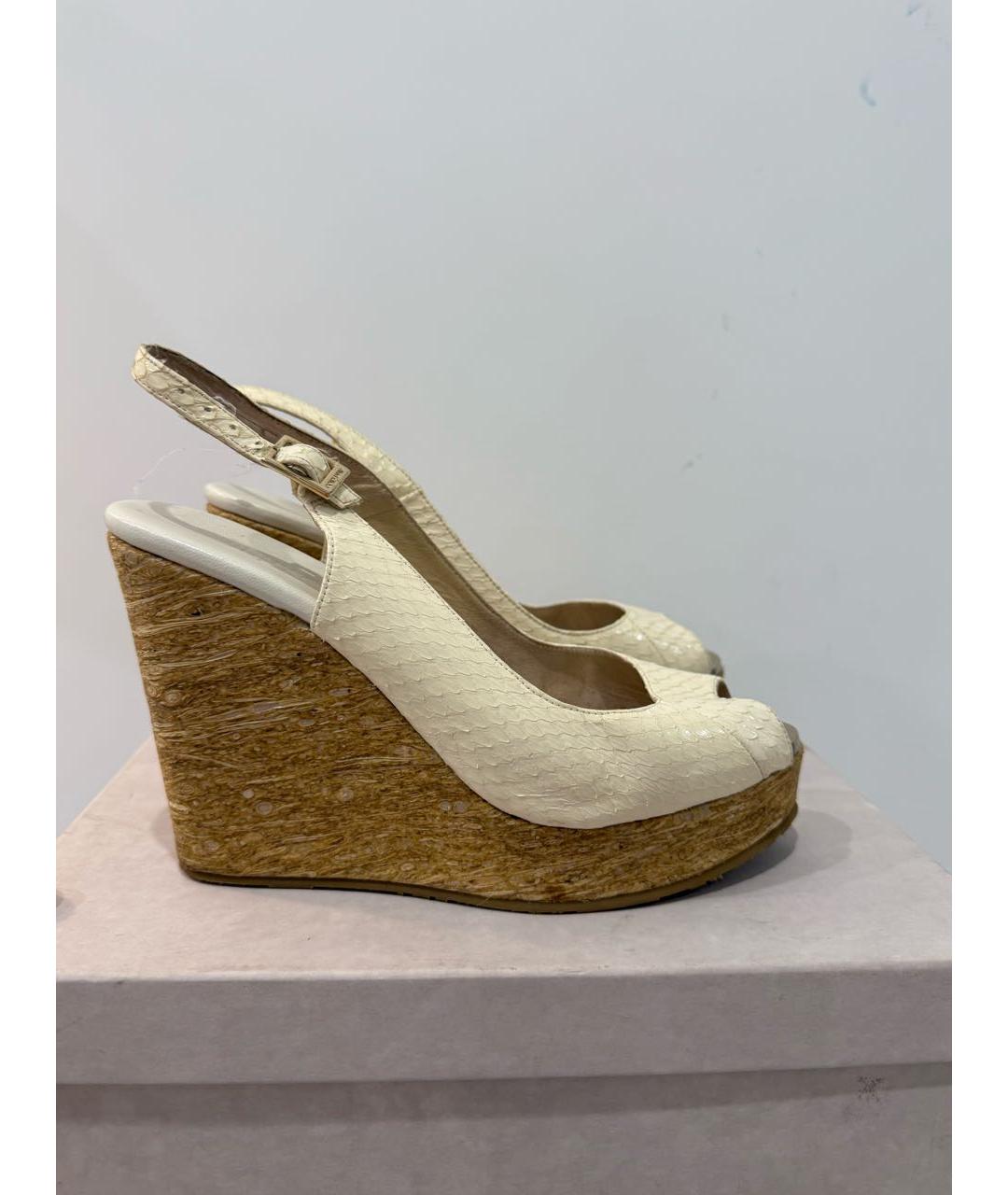 JIMMY CHOO Белые кожаные сандалии, фото 7