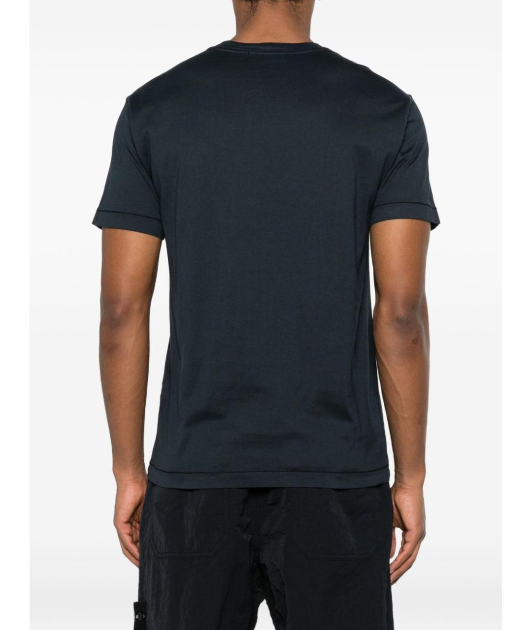 STONE ISLAND Темно-синяя хлопковая футболка, фото 3
