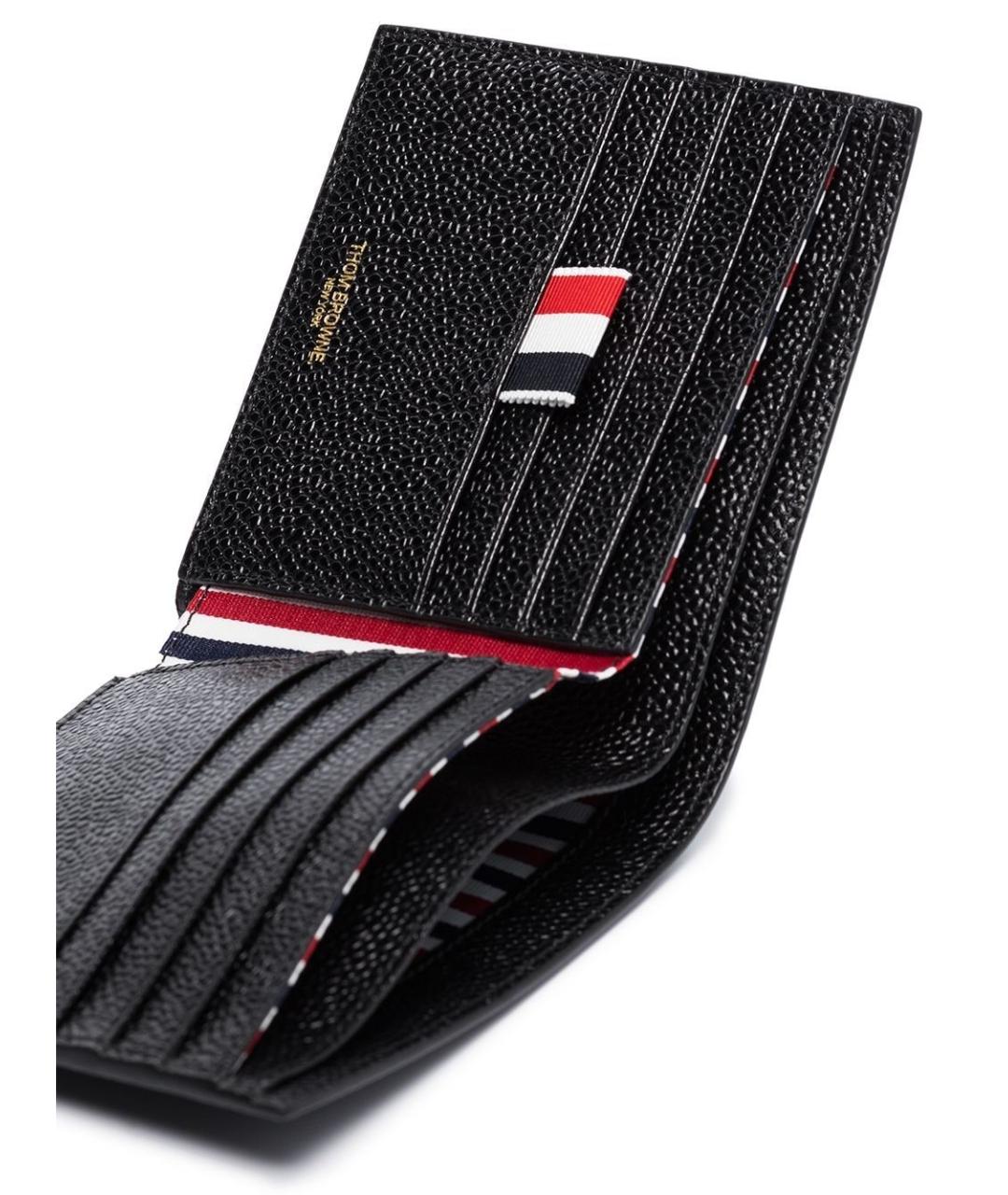 THOM BROWNE Черный кожаный кошелек, фото 3