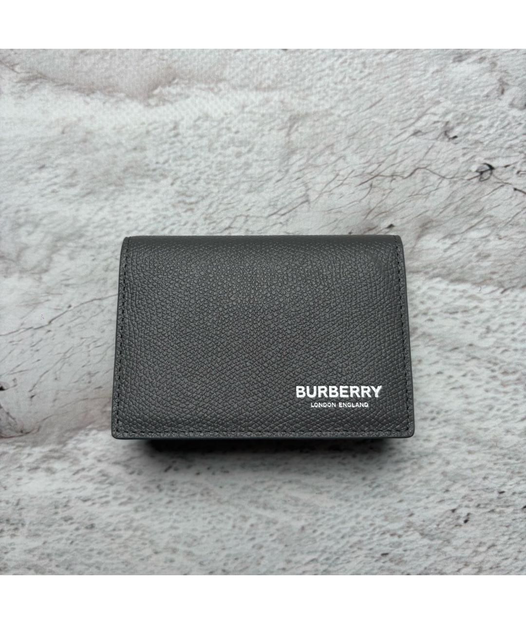 BURBERRY Серый кожаный кардхолдер, фото 5