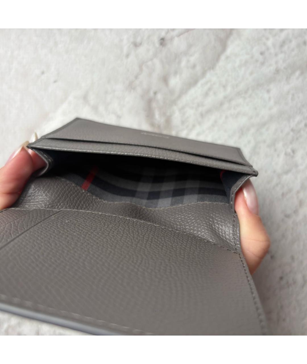 BURBERRY Серый кожаный кардхолдер, фото 4