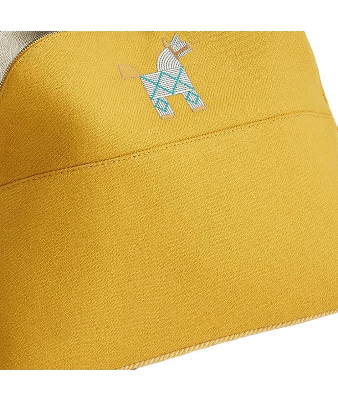 HERMES Горчичная тканевая косметичка, фото 2