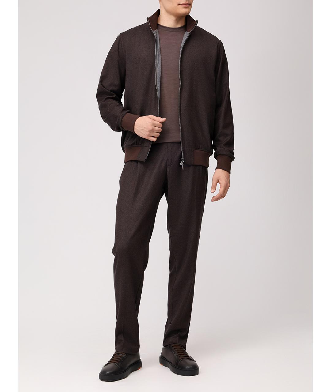 CAPOBIANCO Коричневая хлопко-шерстяная футболка, фото 2