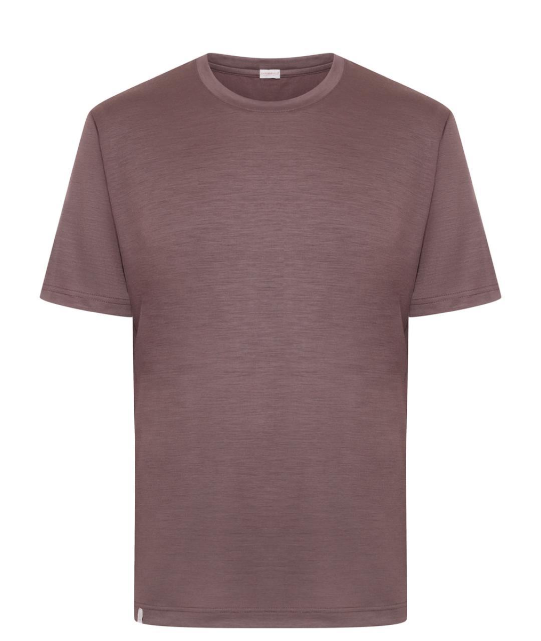 CAPOBIANCO Коричневая хлопко-шерстяная футболка, фото 1