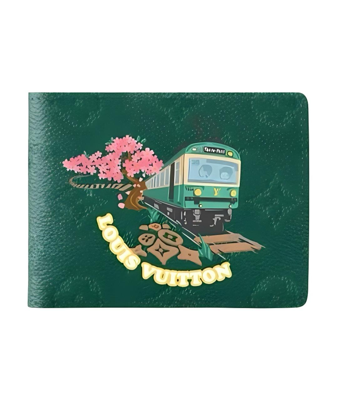 LOUIS VUITTON Зеленый кожаный кошелек, фото 1