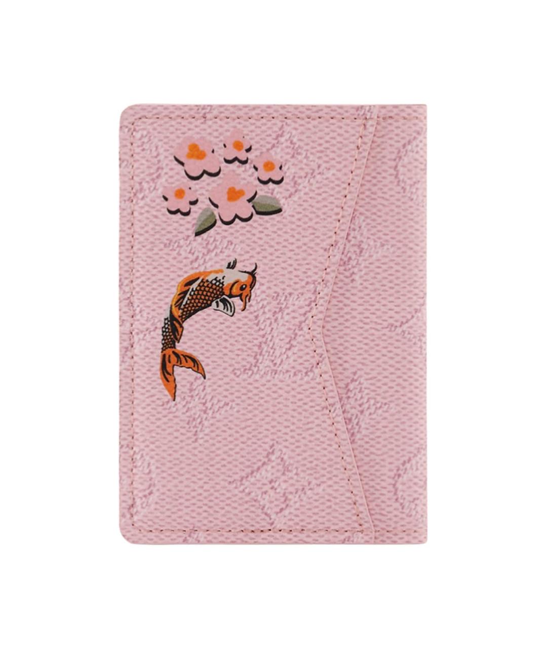 LOUIS VUITTON Розовый кожаный кошелек, фото 3