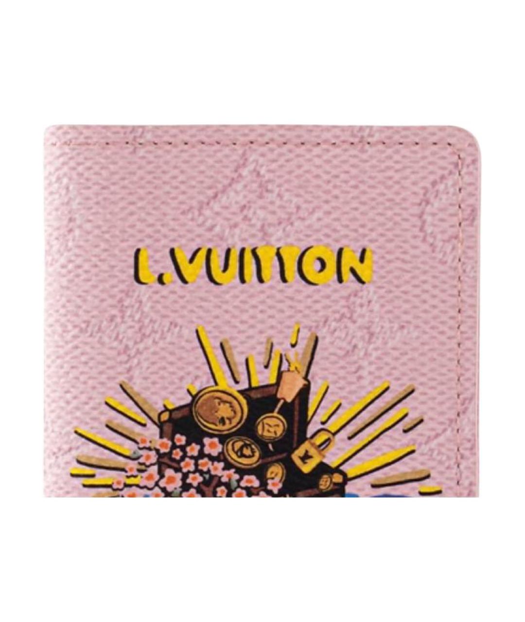 LOUIS VUITTON Розовый кожаный кошелек, фото 5