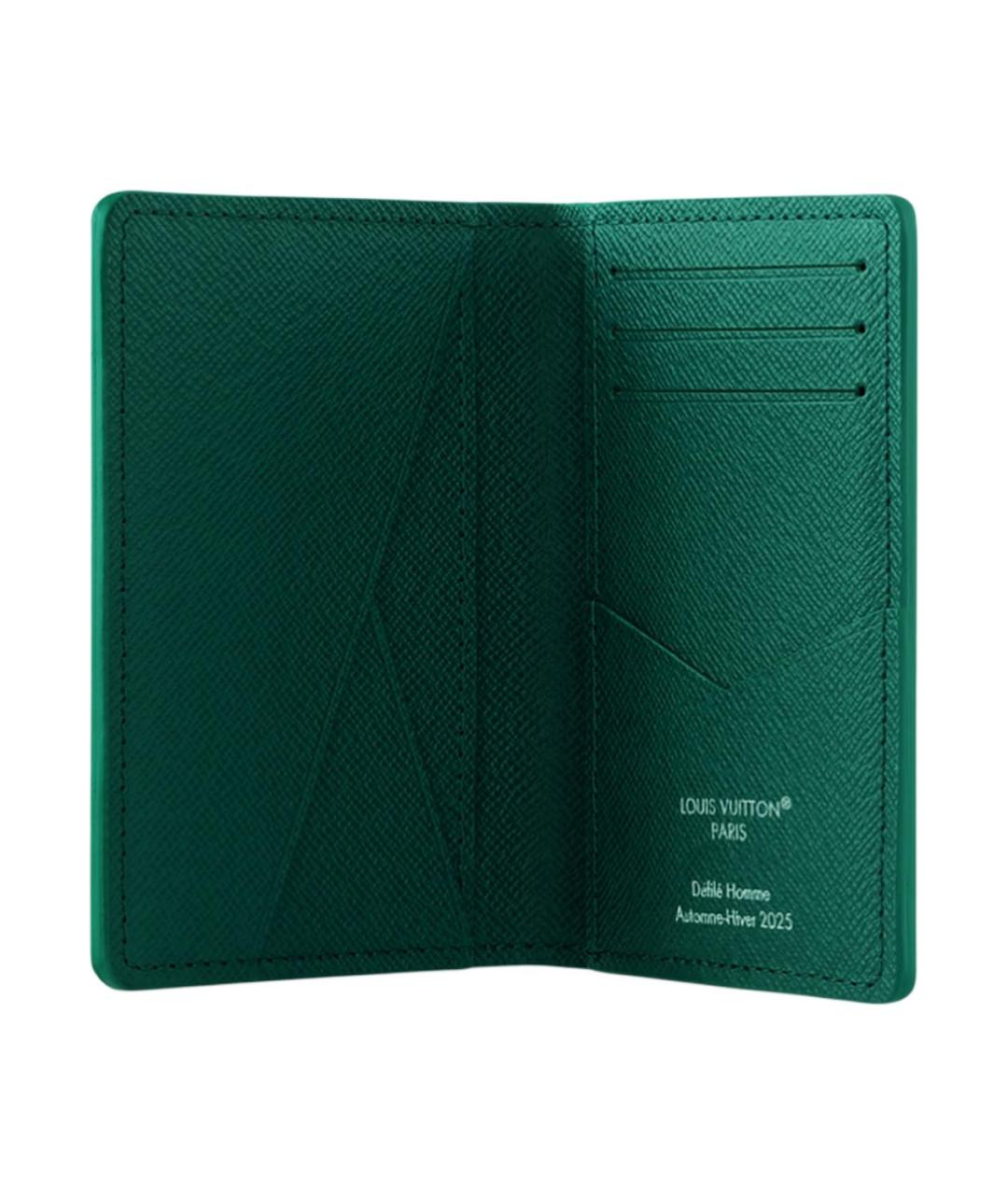 LOUIS VUITTON Зеленый кожаный кошелек, фото 4