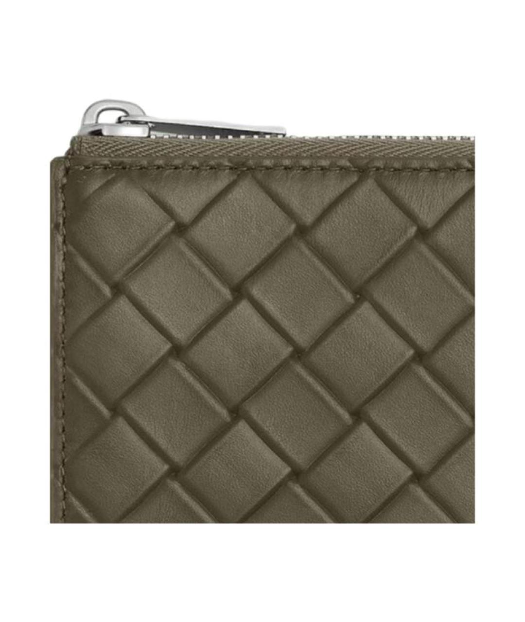 BOTTEGA VENETA Зеленый кожаный кошелек, фото 4