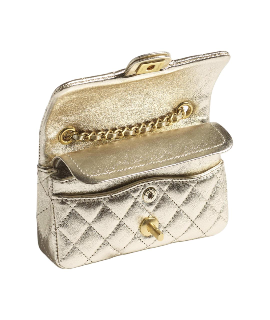 CHANEL Золотой кожаный кошелек, фото 3