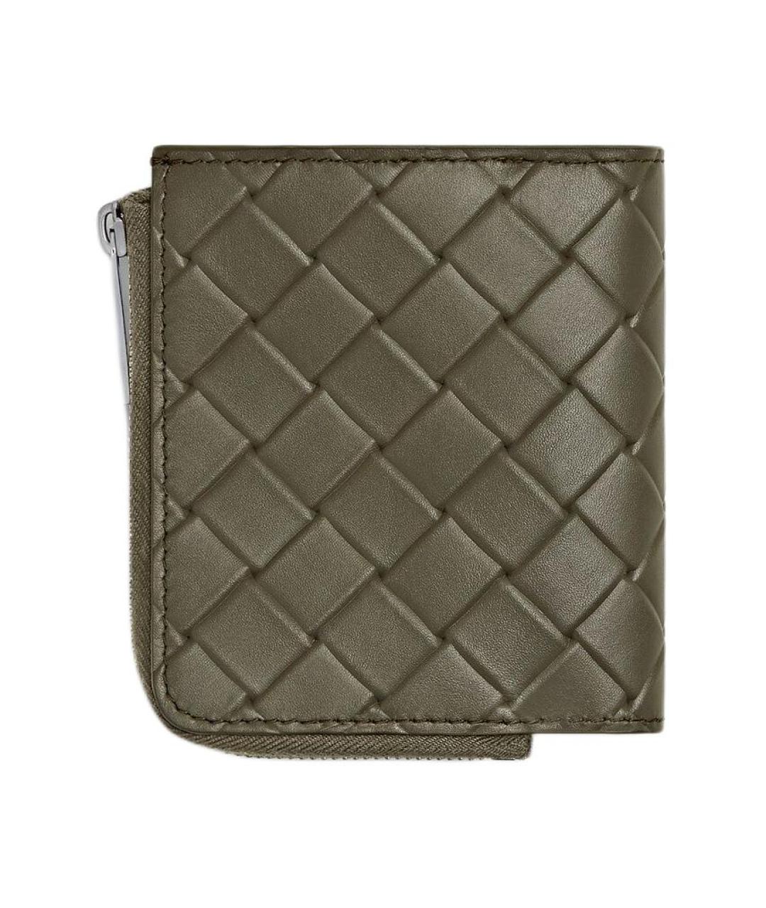 BOTTEGA VENETA Зеленый кожаный кошелек, фото 2
