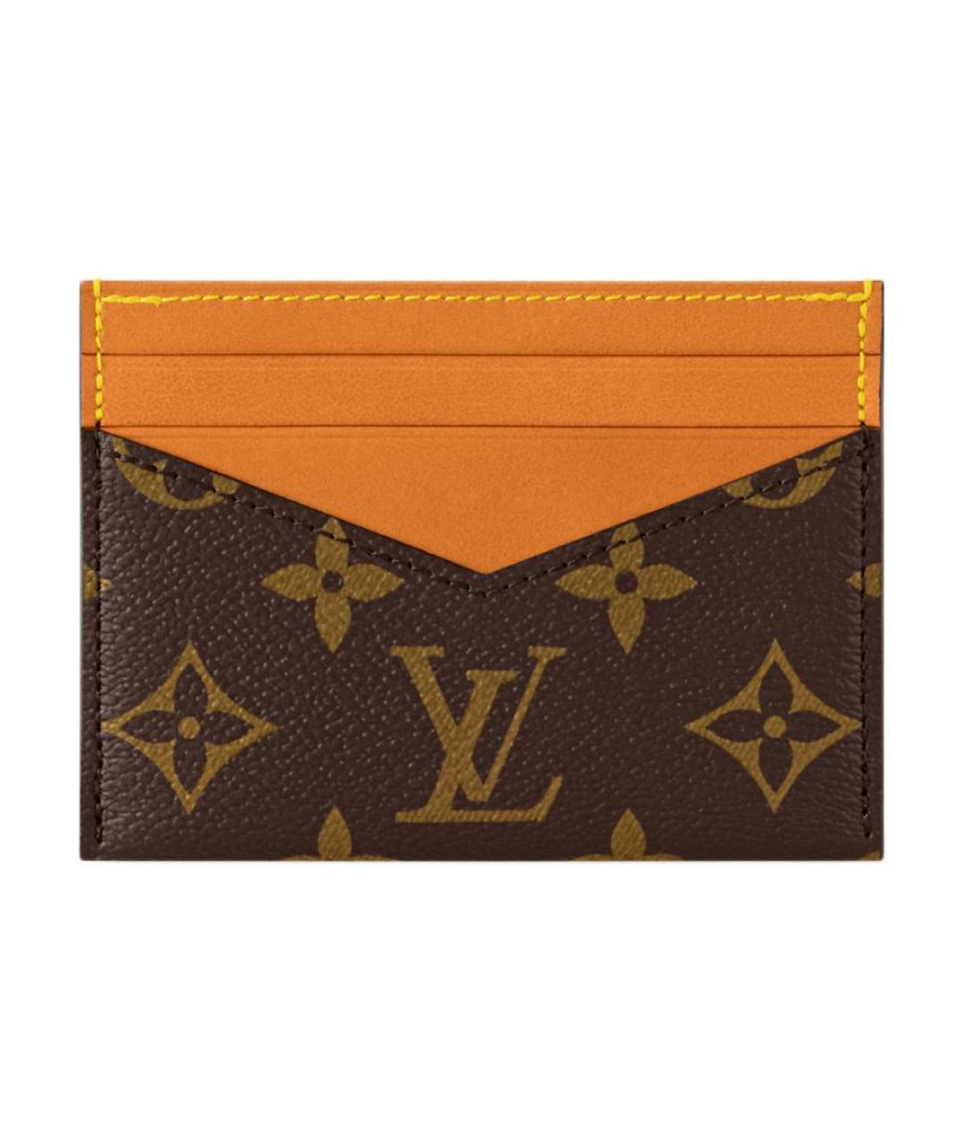 LOUIS VUITTON Коричневый кожаный кардхолдер, фото 1