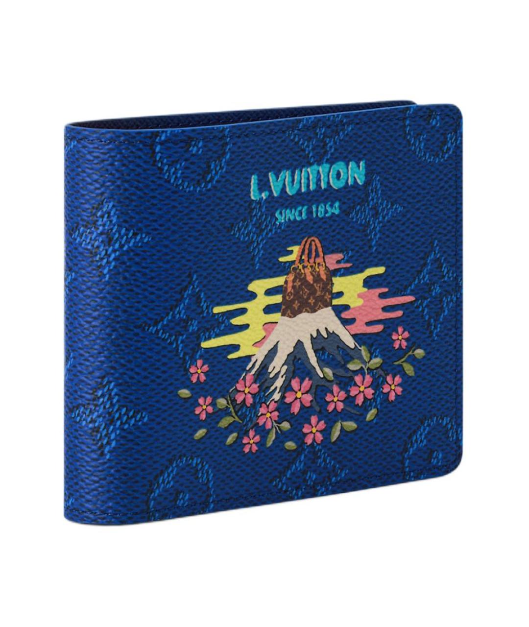 LOUIS VUITTON Синий кожаный кошелек, фото 2