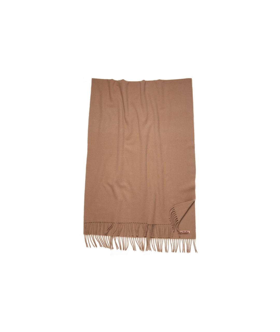 ACNE STUDIOS Коричневый шерстяной шарф, фото 2