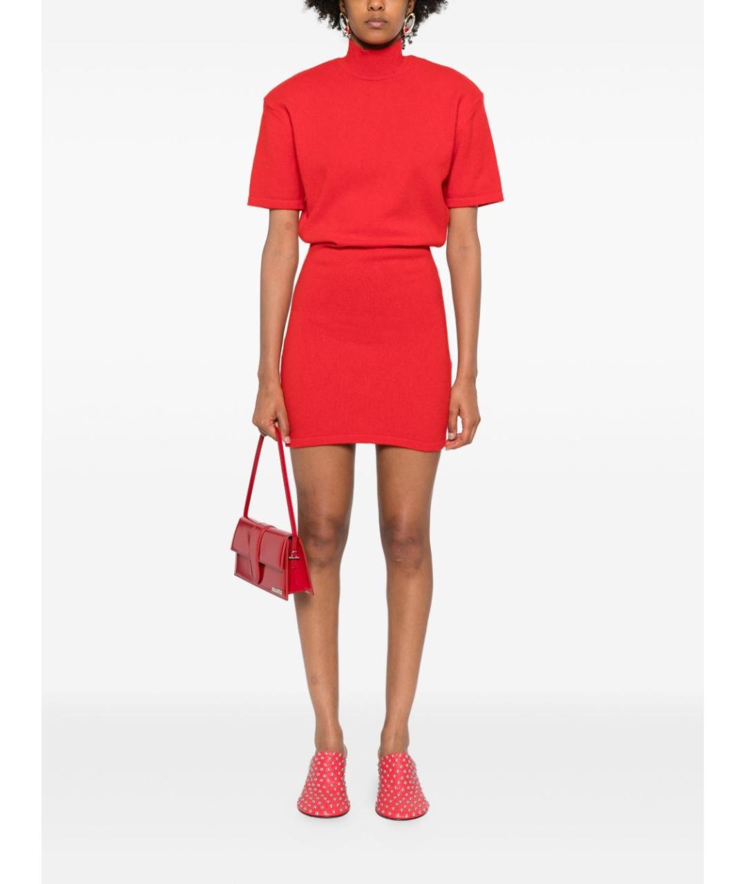 JACQUEMUS Красное шерстяное повседневное платье, фото 3