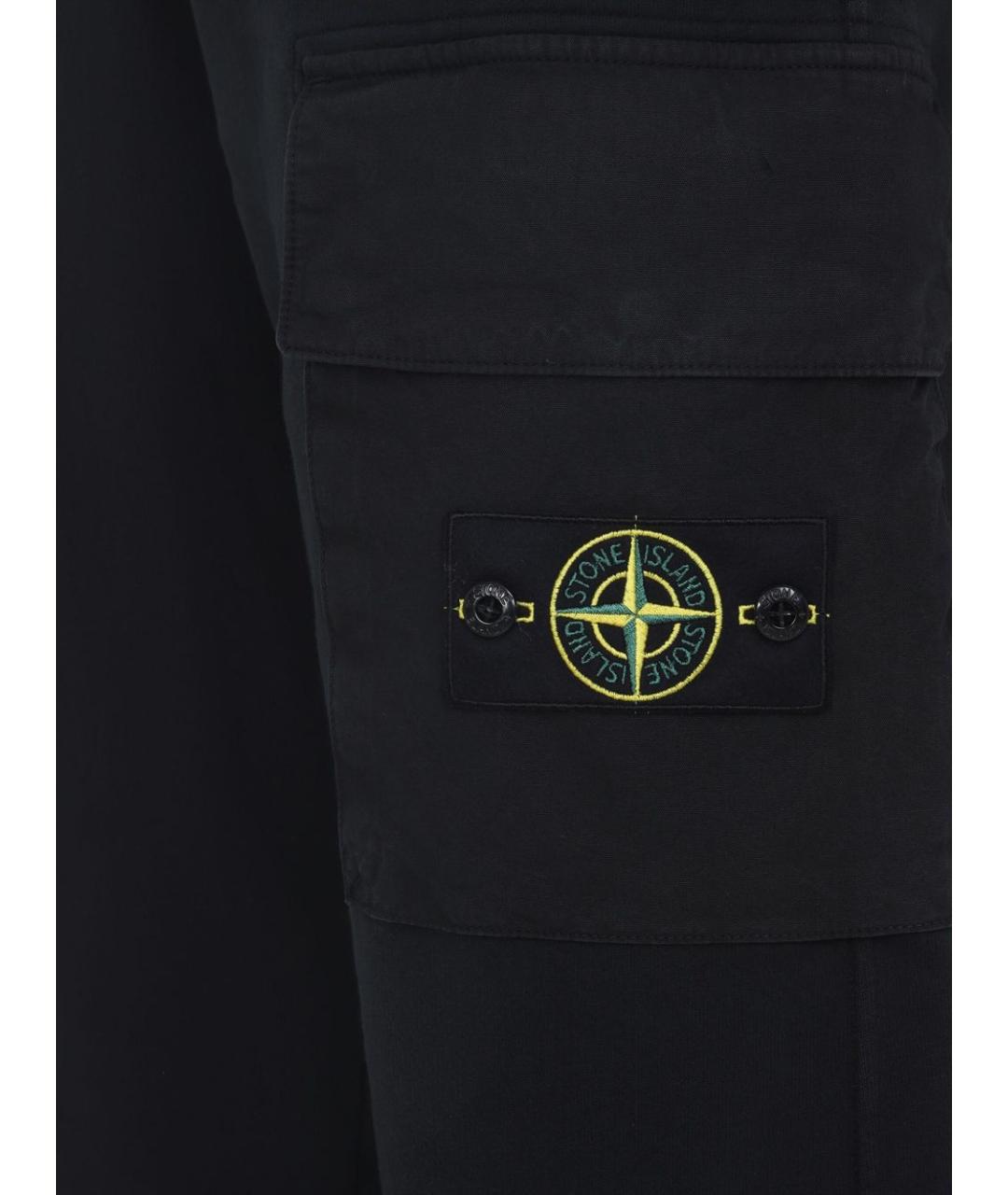 STONE ISLAND Черные хлопковые повседневные брюки, фото 2