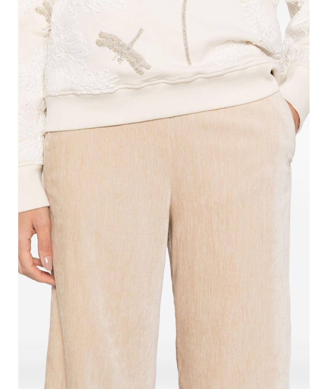 FORTE FORTE Бежевые полиэстеровые брюки широкие, фото 2