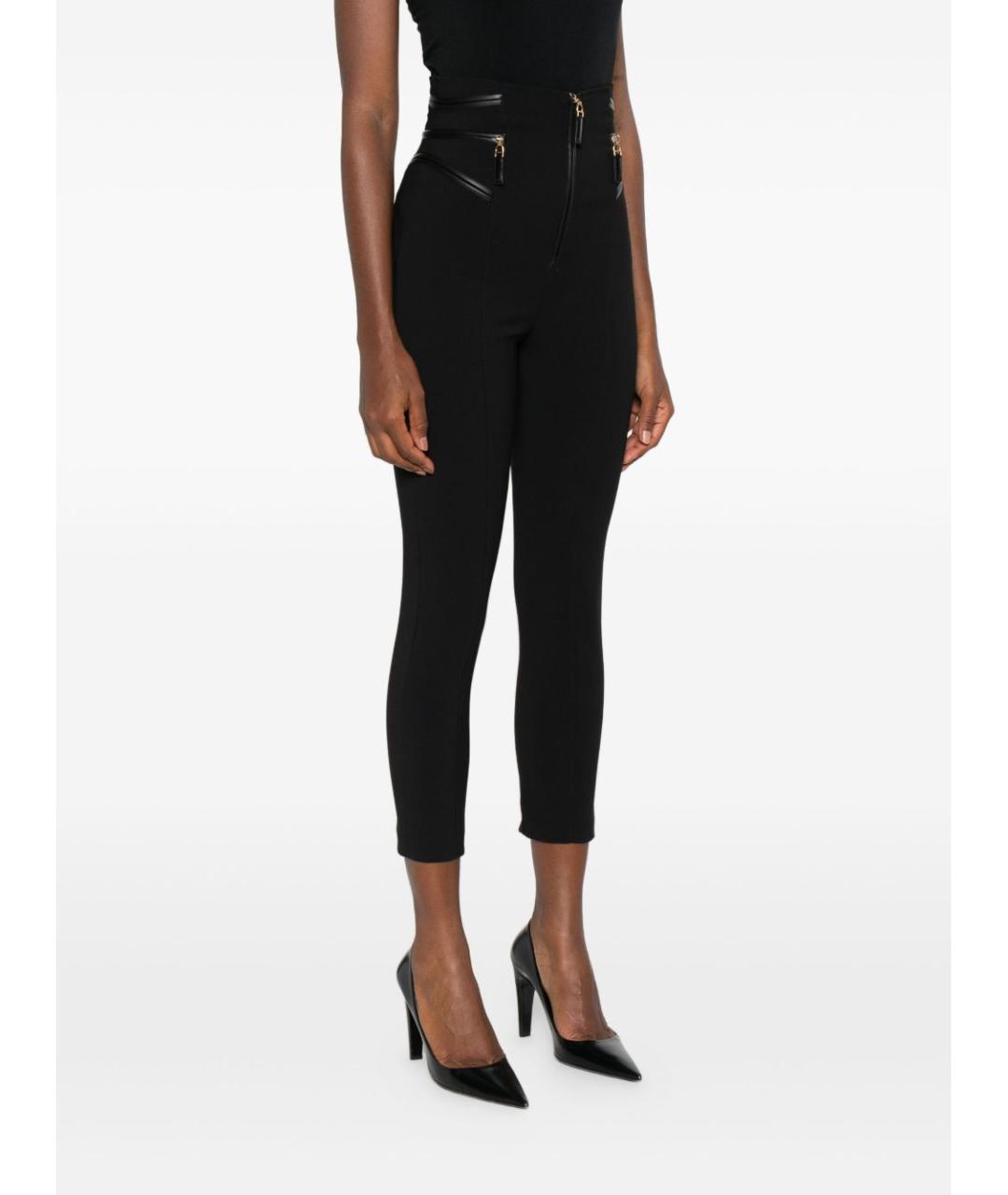 ELISABETTA FRANCHI Черные полиэстеровые прямые брюки, фото 3