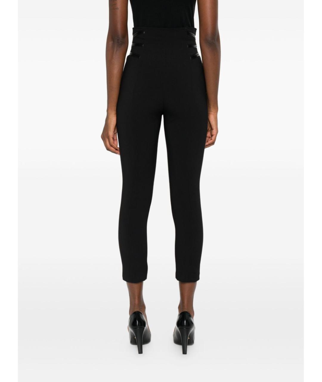 ELISABETTA FRANCHI Черные полиэстеровые прямые брюки, фото 2