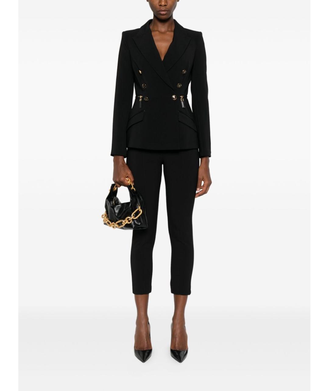 ELISABETTA FRANCHI Черные полиэстеровые прямые брюки, фото 4