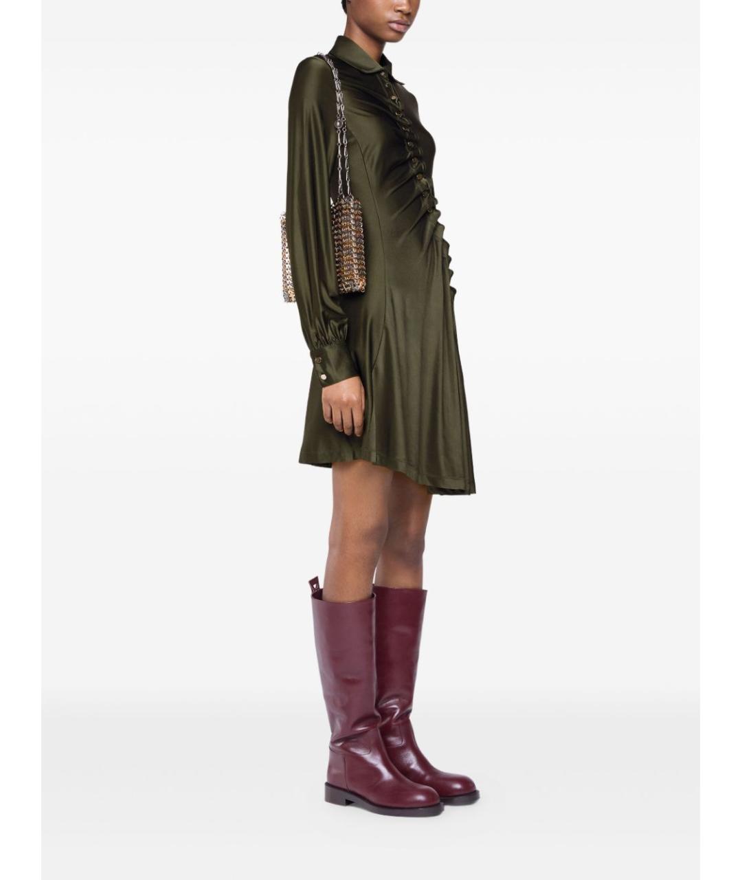 PACO RABANNE Хаки вискозное платье, фото 4
