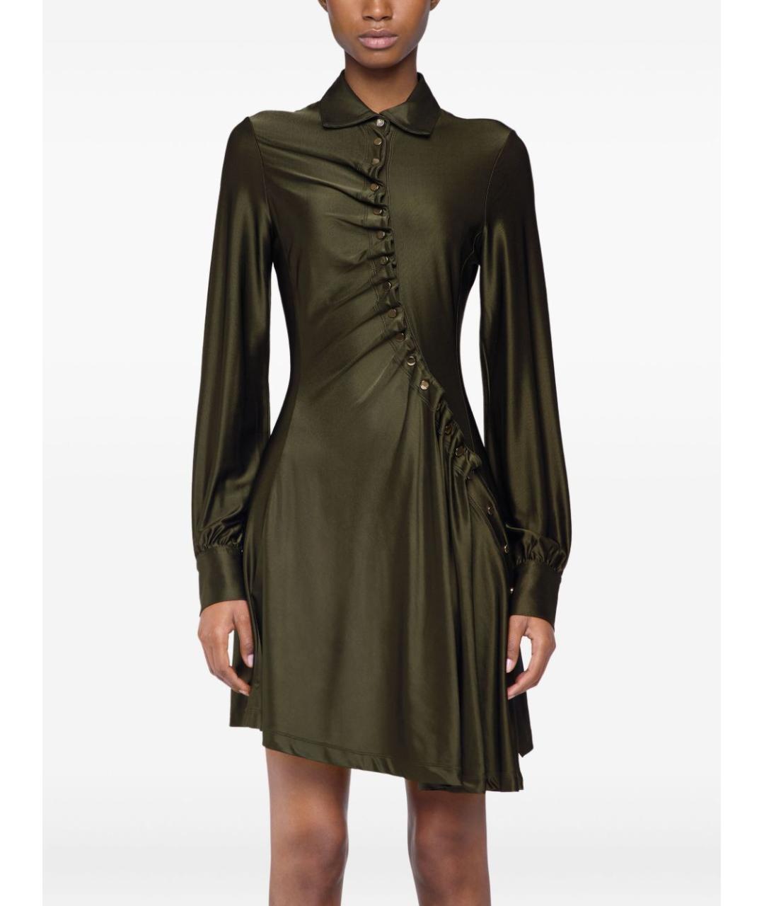 PACO RABANNE Хаки вискозное платье, фото 3