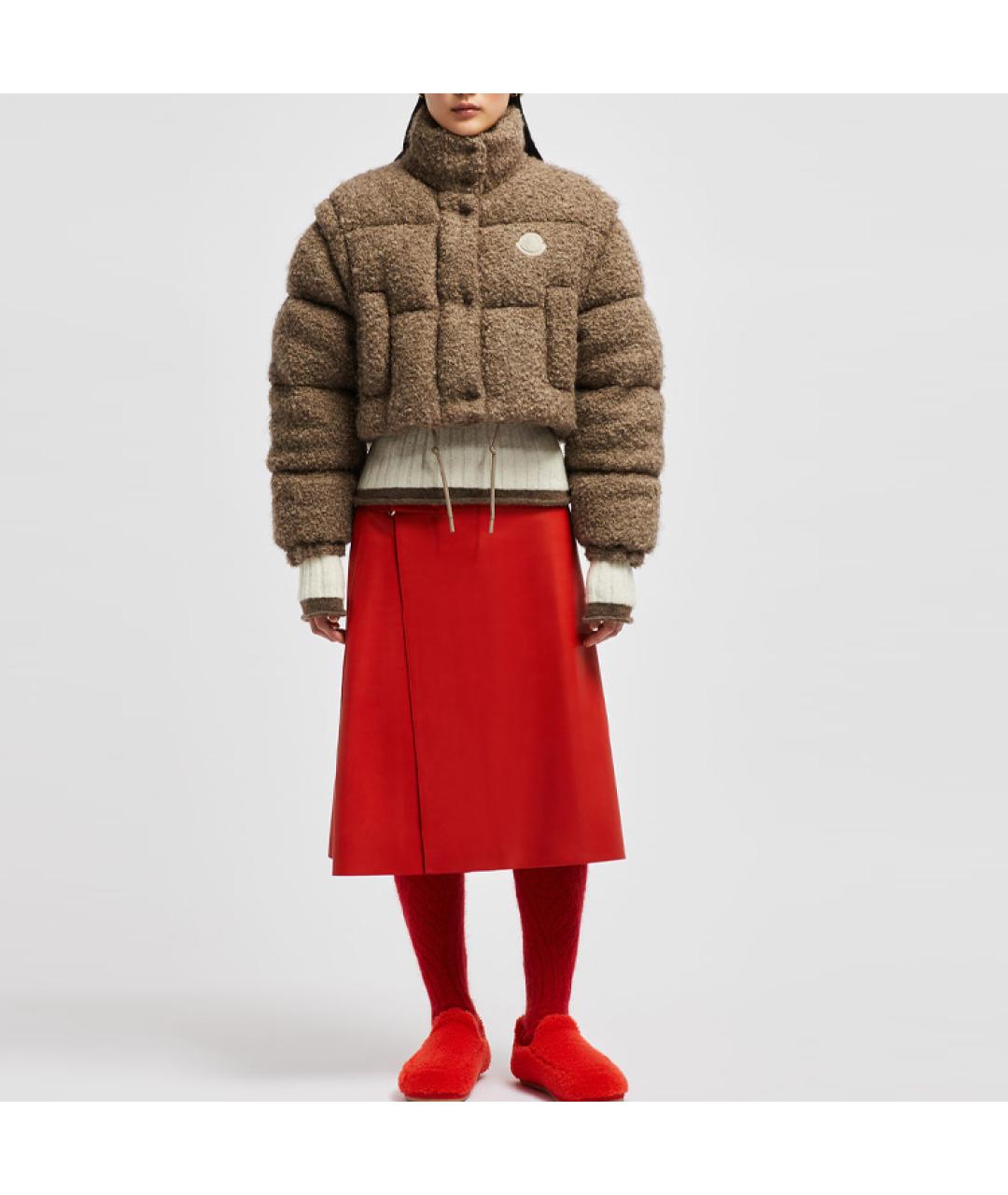 MONCLER Коричневый пуховик, фото 2