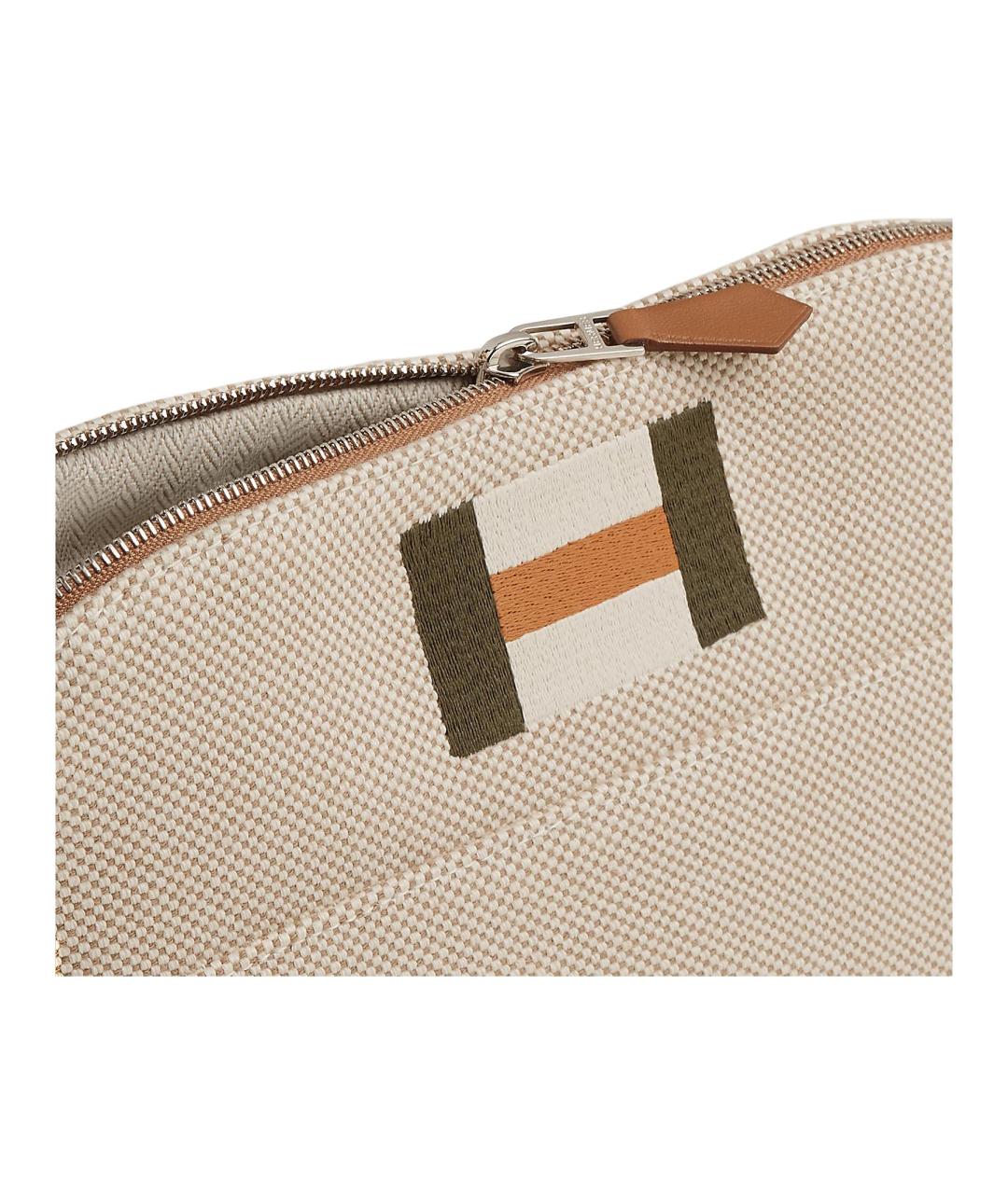 HERMES Бежевая тканевая косметичка, фото 3