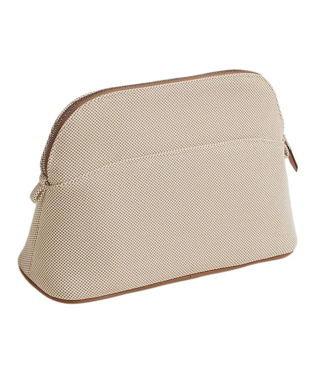 HERMES Бежевая тканевая косметичка, фото 2