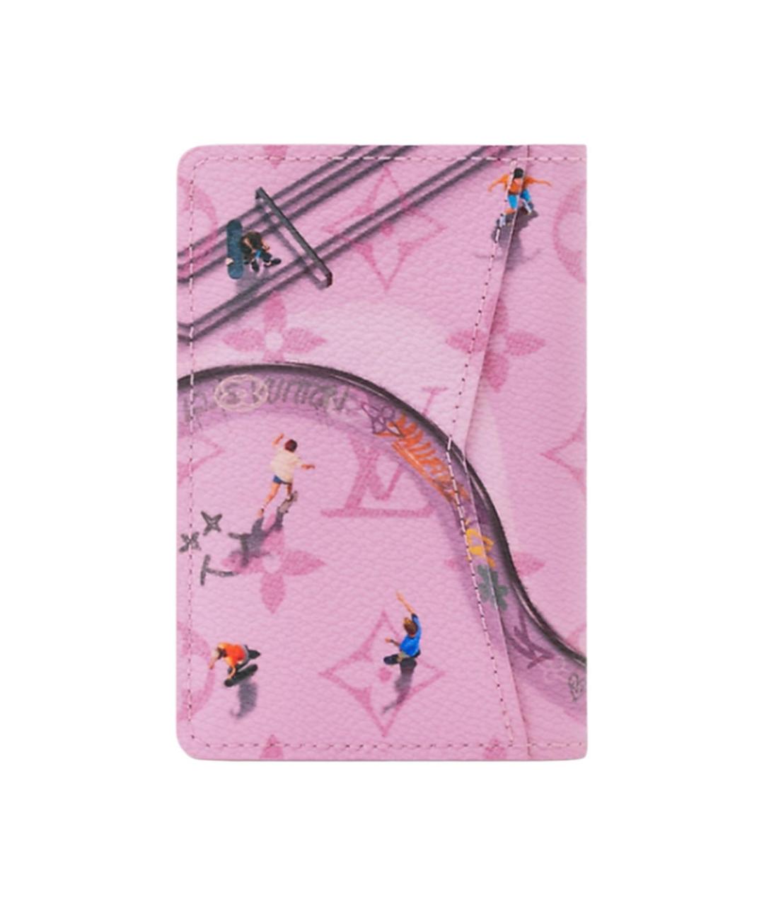 LOUIS VUITTON Розовый кожаный кошелек, фото 3