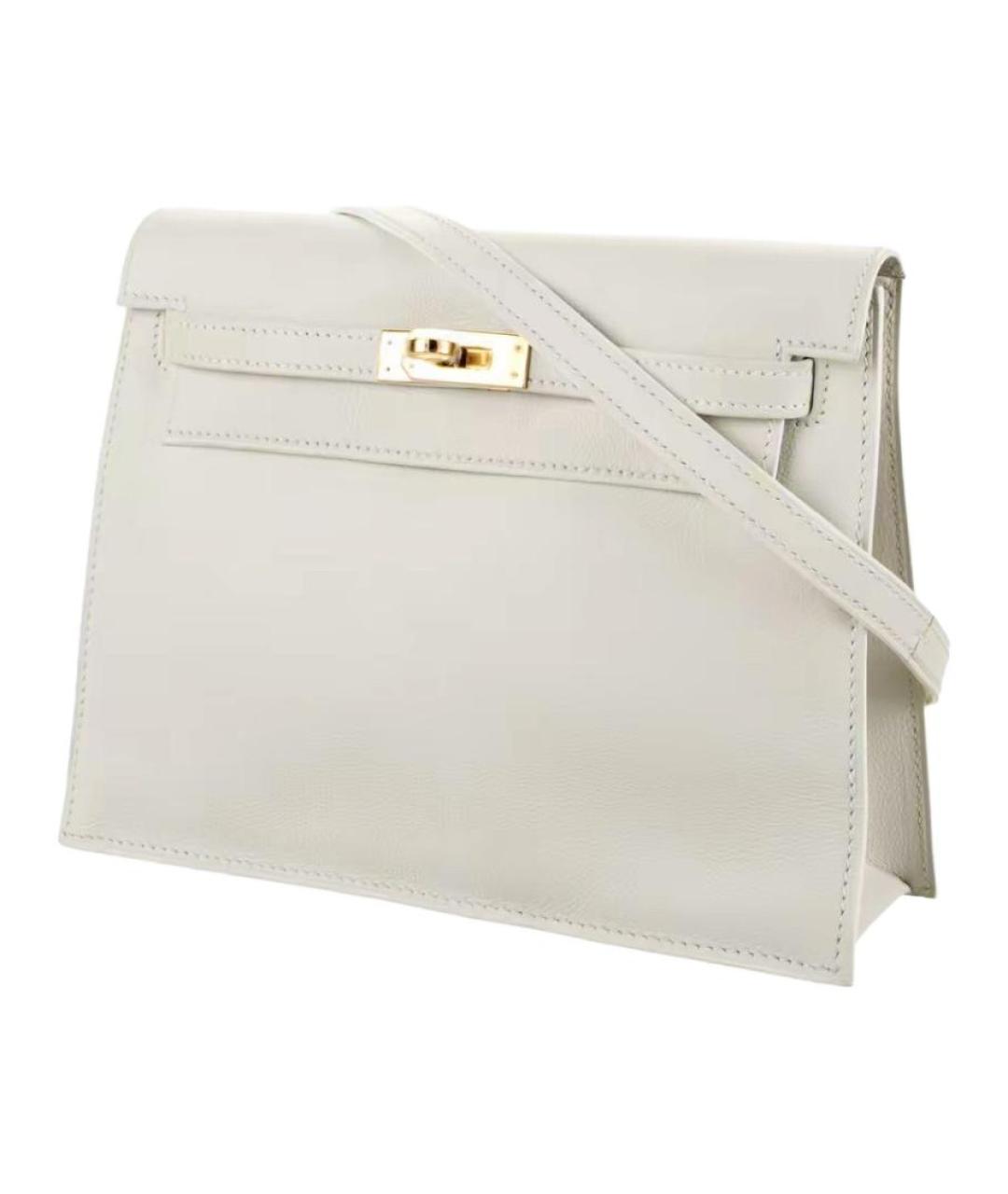 HERMES Белая кожаная сумка через плечо, фото 2